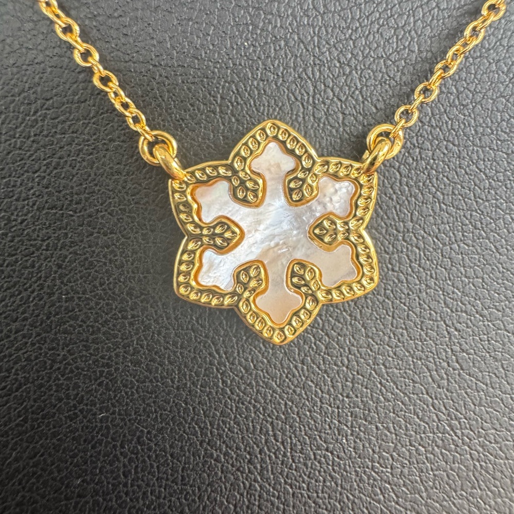 Kendra Scott Gold & White Mother of Pearl Snowflake Necklace